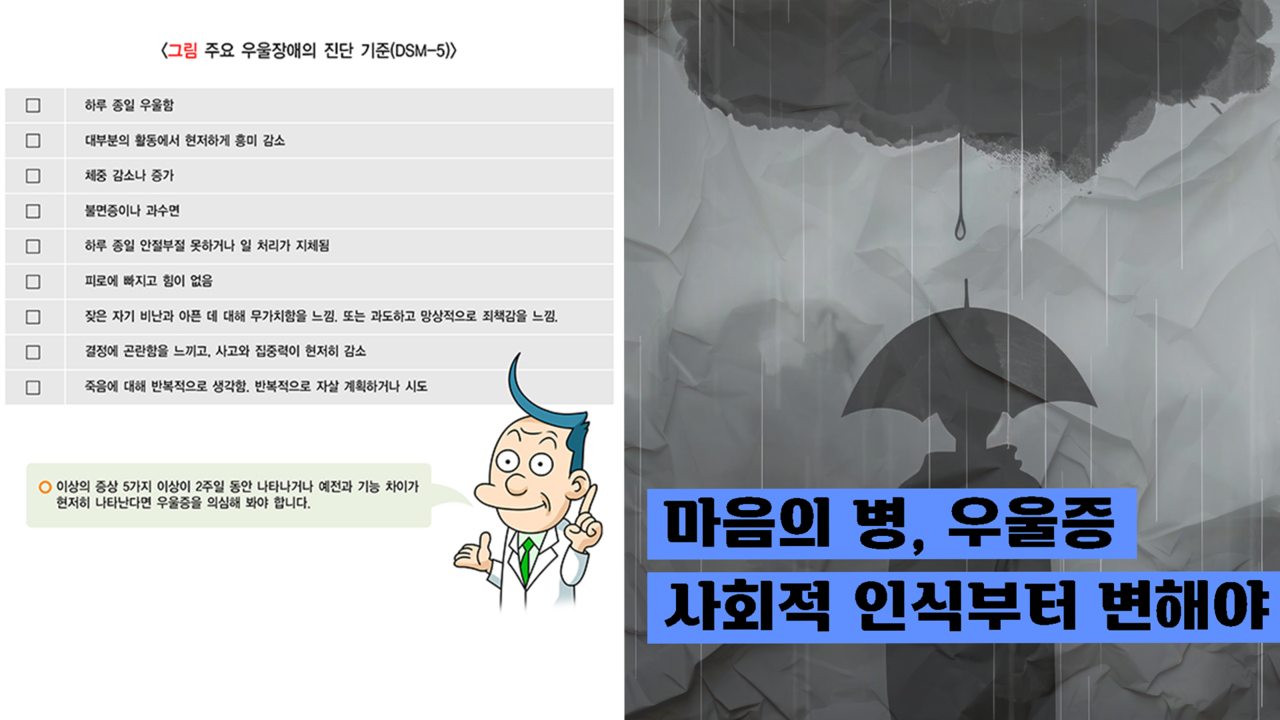 우울증 사회적 인식부터 바뀌어야 한다.