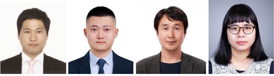 (왼쪽부터) 스포츠과학과 김상현 교수, 공동 1저자 유문탈 박사, 생리활성소재과학과 국성호 교수, 공동 1저자 큐티투장 석박사통합과정